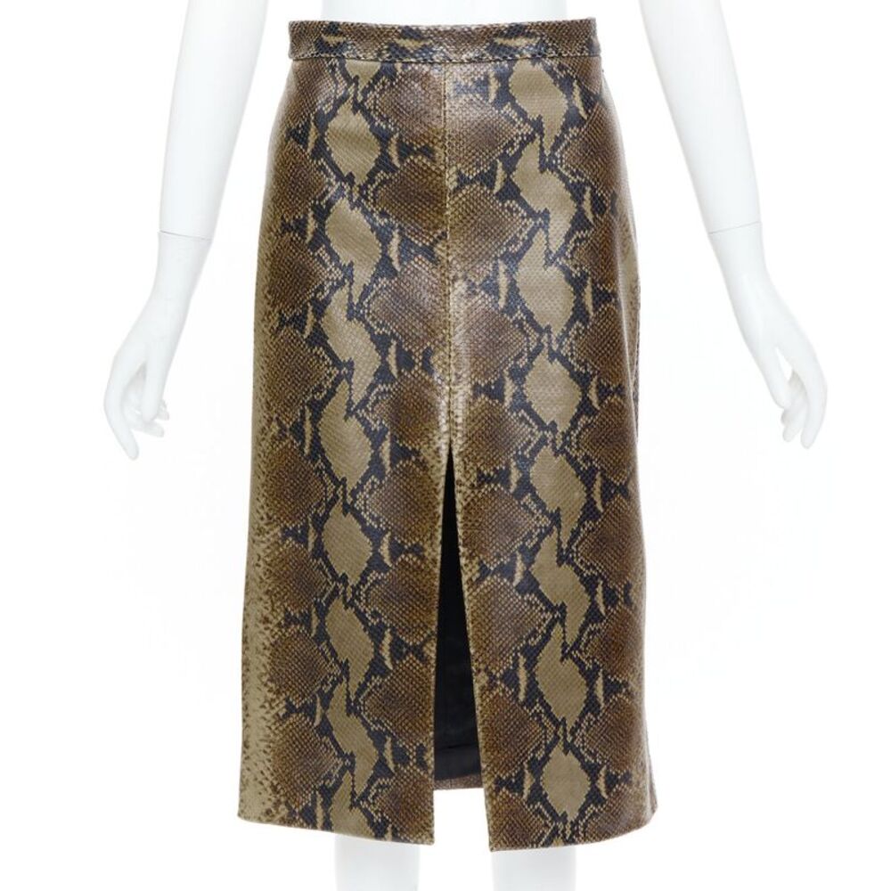Khaite 2023 Fraser Brown Python Leather Skirt - Picture 1 of 10